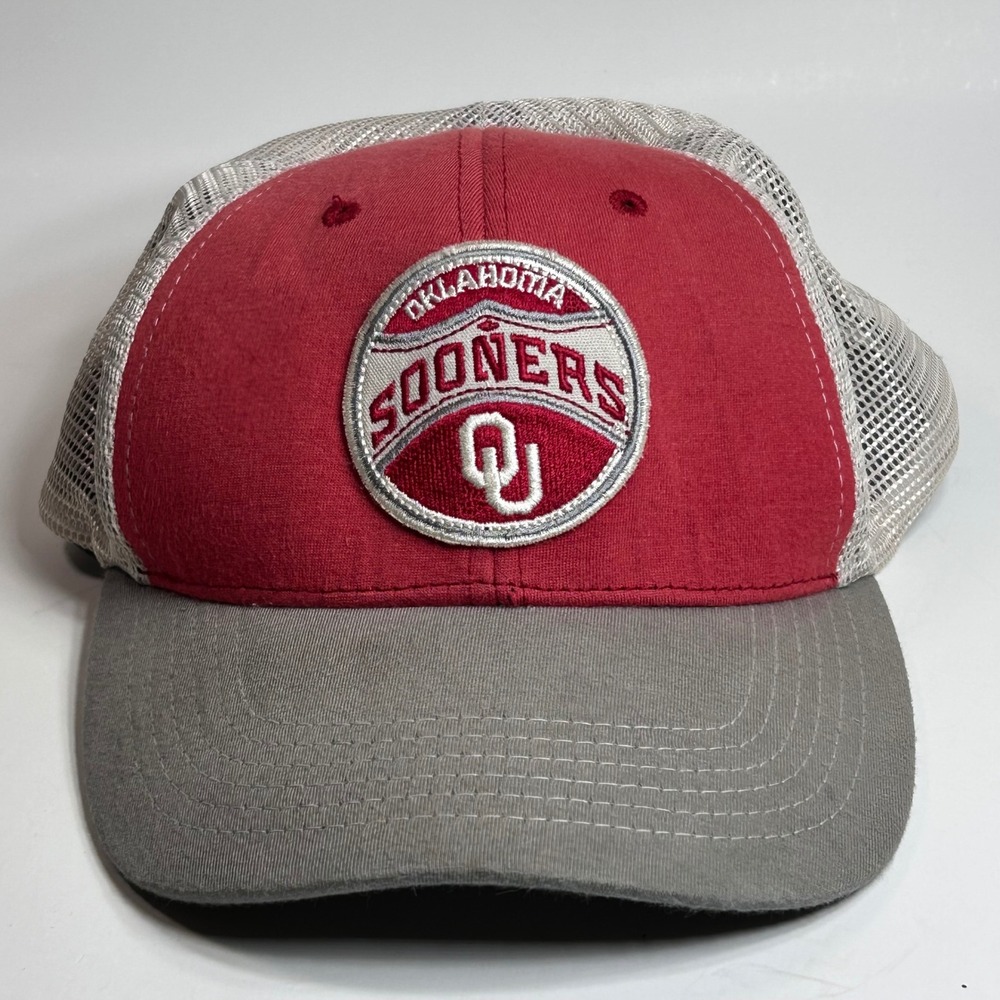 Russell Athletic Oklahoma Sooners Trucker Hat Red Grey Snapback Mesh Cap Mens